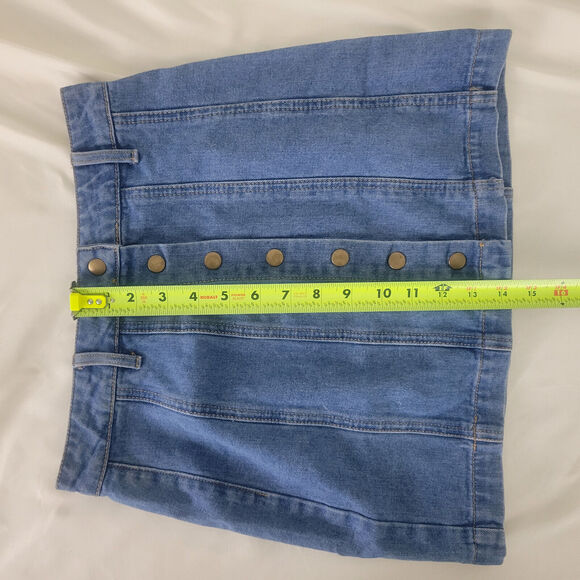 Forever 21 Denim Mini Skirt Womens Small Blue Jean Button Fly Medium Wash Cotton - Picture 6 of 10